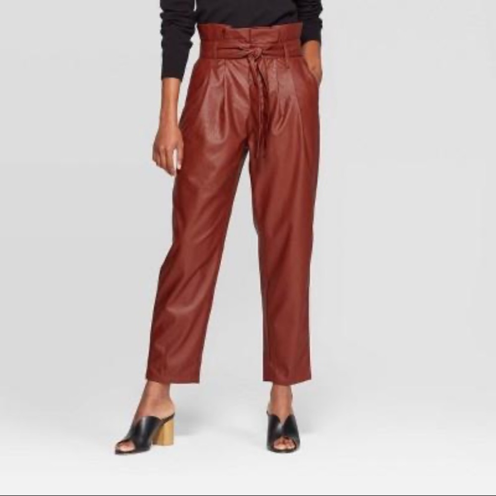 Who what wear midrise straight leg paper bag pant